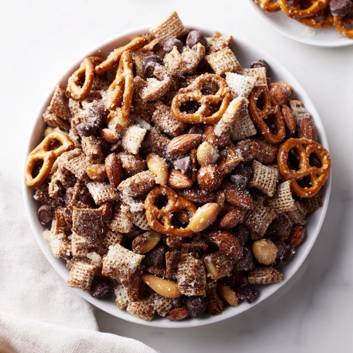 Crispy Festive Pine Cone Snack Mix, a sweet and savory, holiday-perfect party snack.