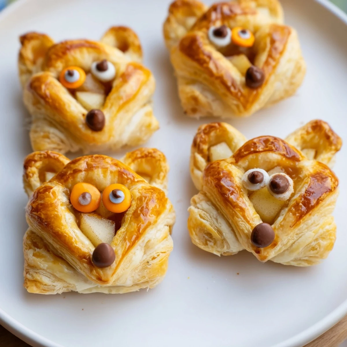 Golden, flaky Autumn Harvest Fox-Shaped Bites, filled with spiced apple and pear filling, perfect treat.