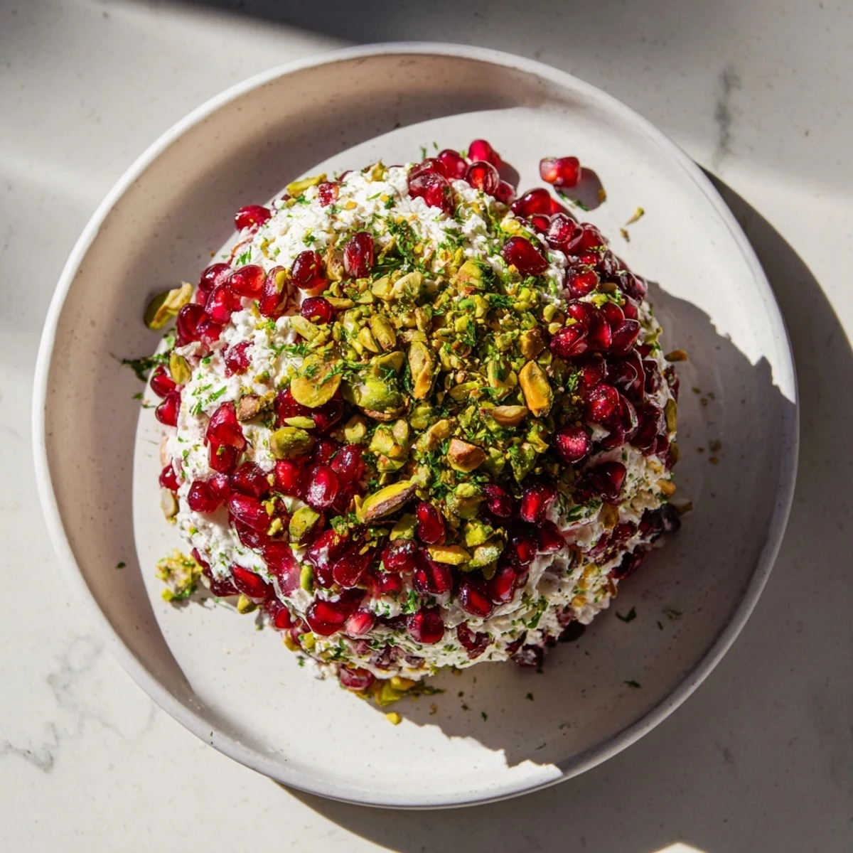 This festive The Royal Orb features a creamy cheese ball studded with bright pomegranate seeds.