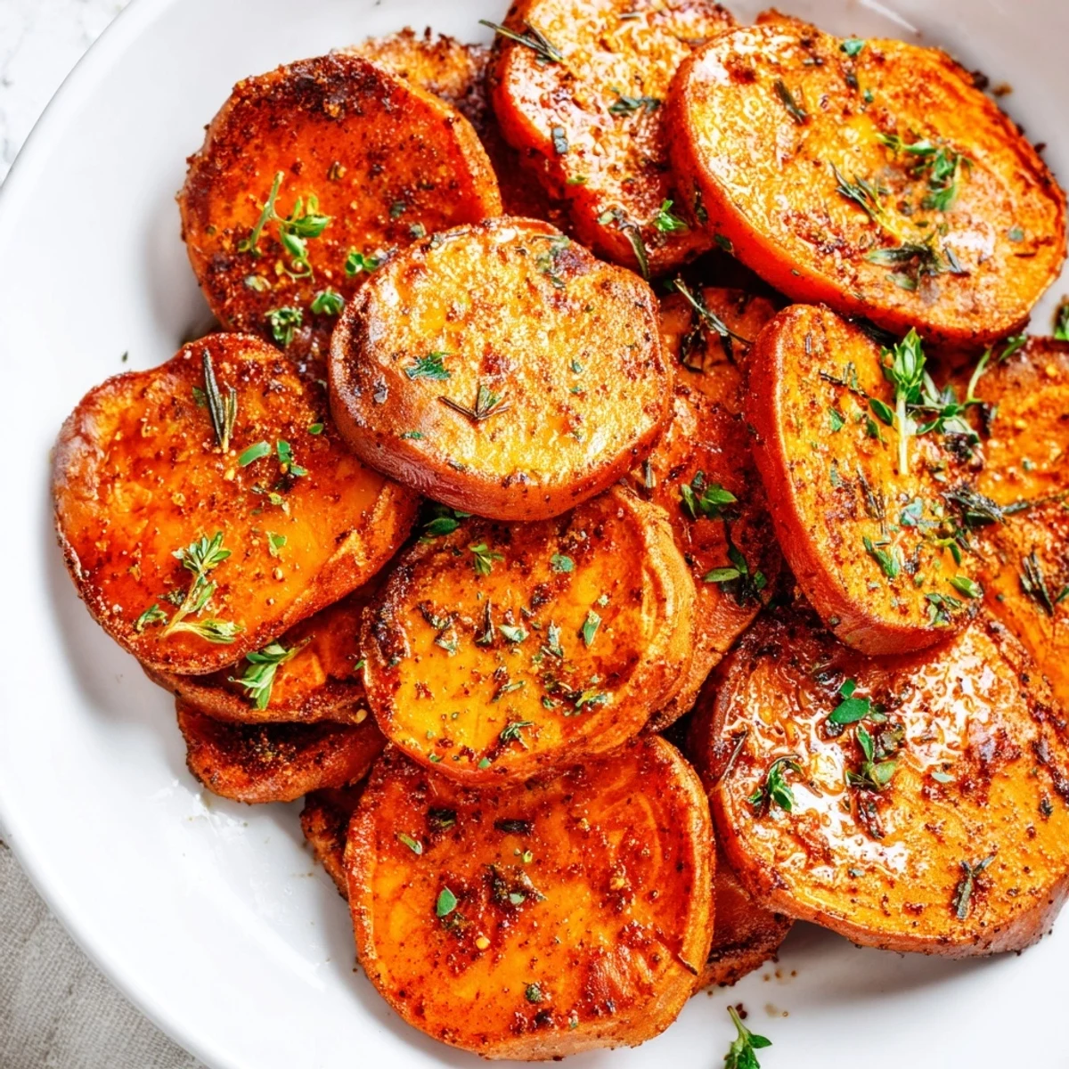 Golden, crispy Cajun roasted sweet potatoes, a flavorful side dish, ready to serve and enjoy.
