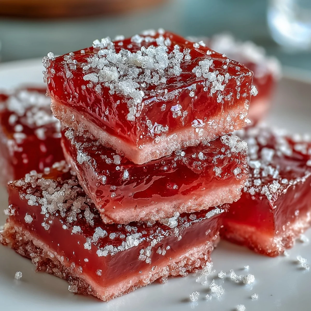 Guava Cheese fudgy squares, lightly dusted with sugar, perfect for tea time.