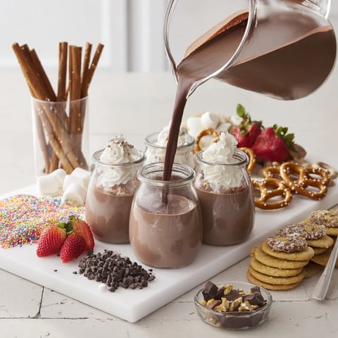 Cozy Bear Hot Cocoa Board loaded with marshmallows, chocolate shavings, and fresh strawberries, ready to enjoy.