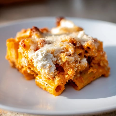 Golden, bubbly Four Cheese Baked Pasta, a comforting casserole with melted mozzarella and Parmesan.