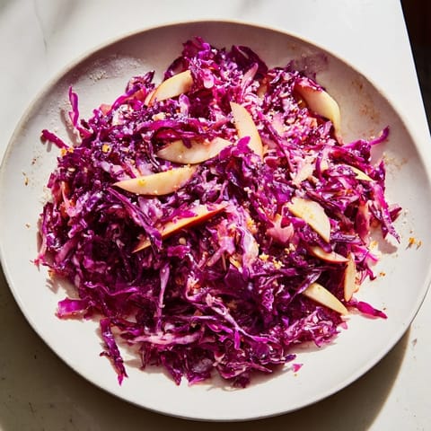 Close-up of the finished Bavarian Red Cabbage and Apple, ready to pair with roast pork.