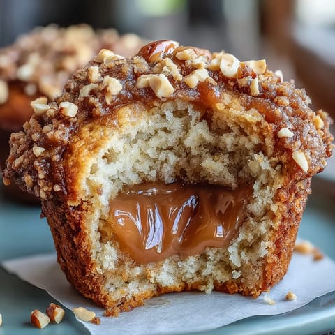 Peanut Butter and Guava Muffins auf einem rustikalen Holzteller, perfekt als Dessert oder Snack mit einer Tasse Kaffee.