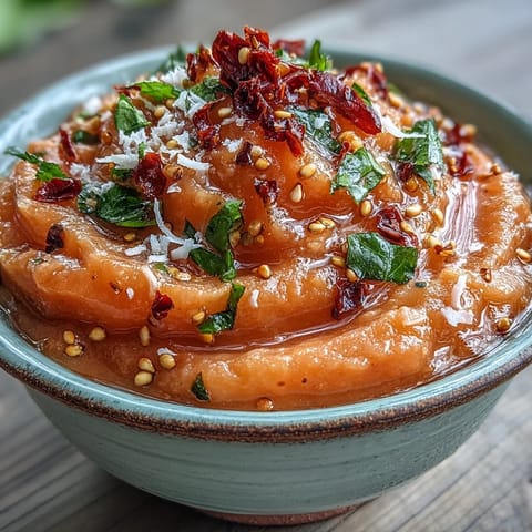 Cremig püriertes Guava Chutney mit goldenem Senfsamen-Tempering in einer Schüssel.