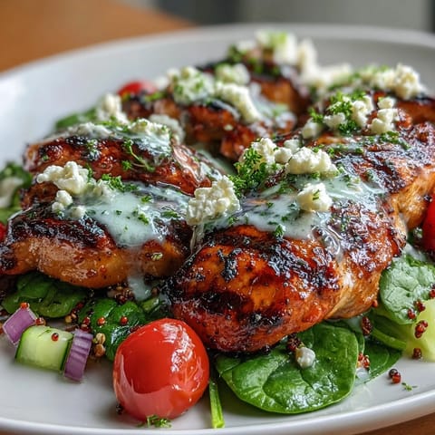 Saftiges gegrilltes Hähnchen mit frischem Gemüse und Zitronen-Vinaigrette in einer gesunden Bowl.