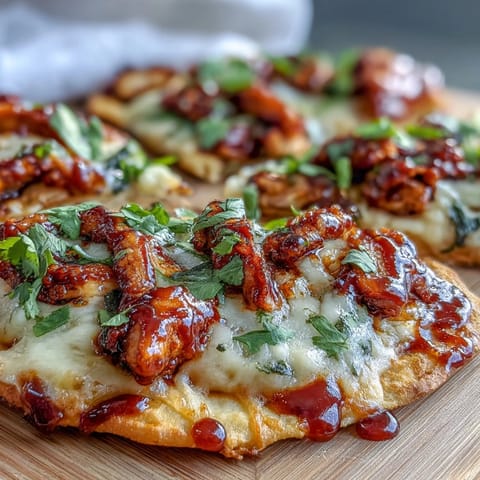 Saftige BBQ-Hähnchen-Flatbread-Pizza mit geschmolzenem Käse und frischem Gemüse, perfekt für den Sommer.