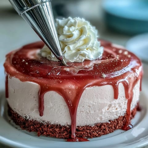 Elegant Rosé Velvet Cake, a celebration treat with creamy frosting and gold accents.