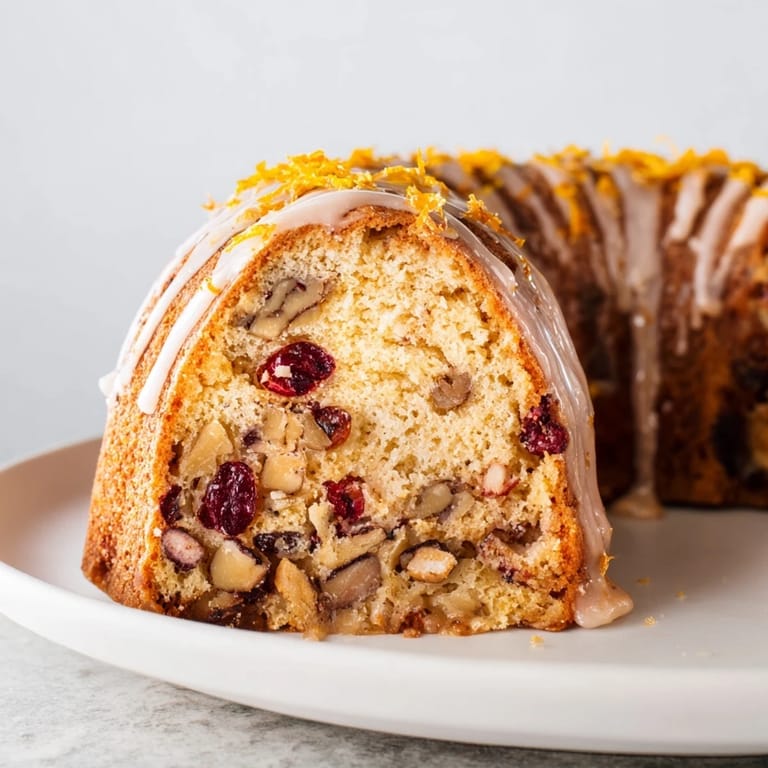 This holiday Chestnut Bundt Cake with spices looks moist and ready to serve.