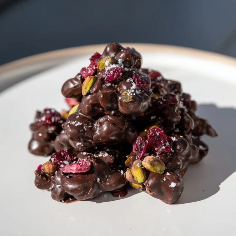 Vibrant image: Pistachio and dried cranberry clusters, perfect bite-sized treats ready to be served.