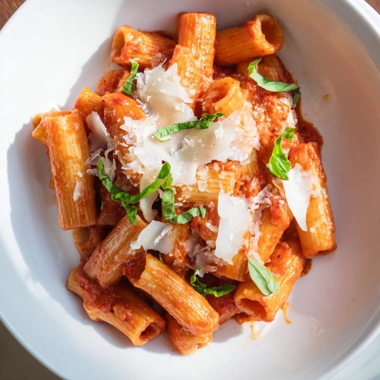 A close-up of a bubbling Baked Penne Arrabbiata, perfect for a comforting Italian dinner.