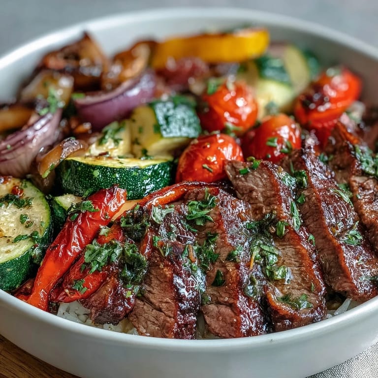 Vibrant gebratene Steak Streifen auf fluffyem Reis mit knusprigen bunten Paprikaschoten und roten Zwiebeln für ein gesundes Abendessen.