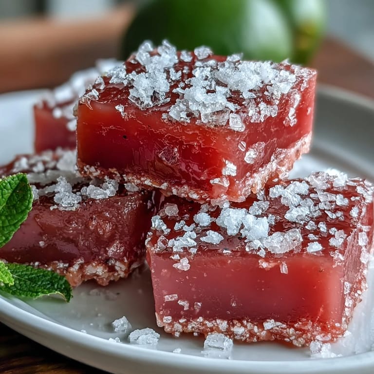 Sticky, sweet Guava Cheese squares cut from a parchment-lined pan, glossy and rich.