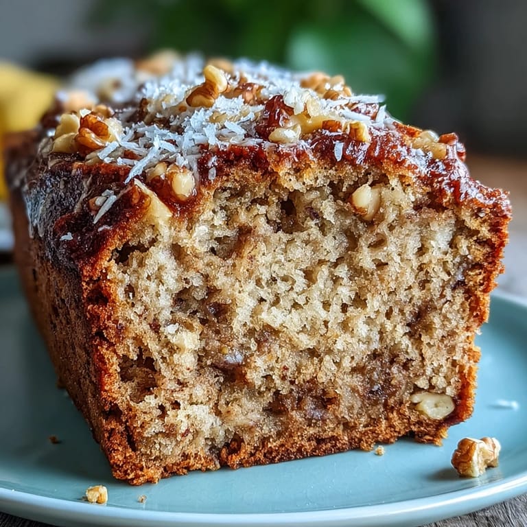 Saftiges Vegan Cardamom Guava Banana Bread auf Naturholz, aromatisch mit Kardamom und tropischer Guave belegt.