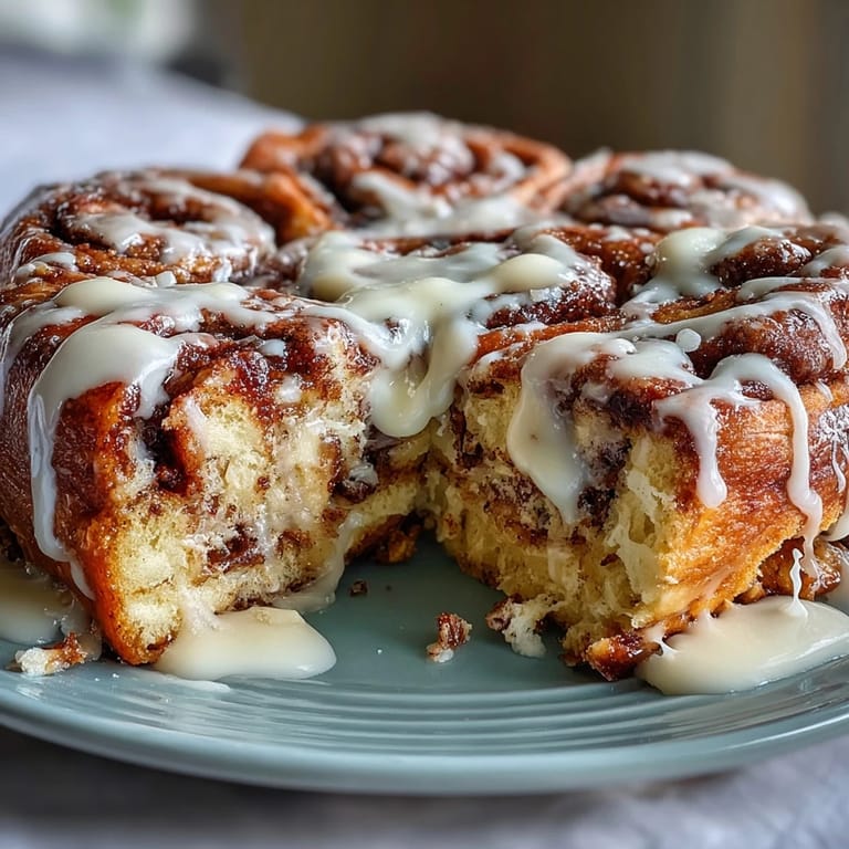 Zimtschnecken-Pancake-Auflauf mit Frischkäse-Glasur, perfekt für ein dekadentes Frühstück oder gemütliches Brunch mit Familie und Freunden.