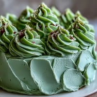 Ein festlicher Abschlusskuchen mit einer feuchten Vanillebasis, kunstvoll mit glatter Salbeigrün-Buttercreme und goldenen Akzenten verziert.